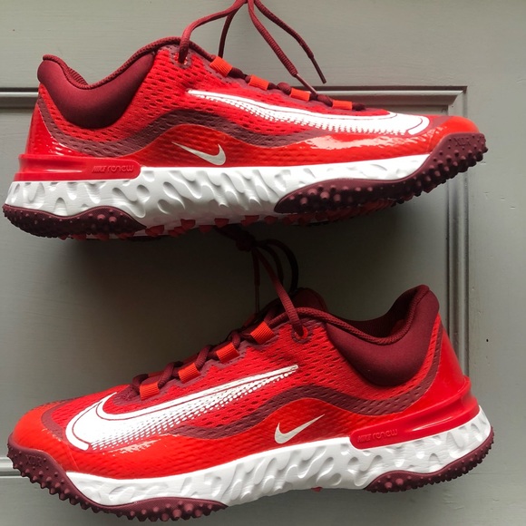 Nike Alpha Huarache Elite 4 TF Turf Hyper Red baseball shoes - Picture 2 of 10